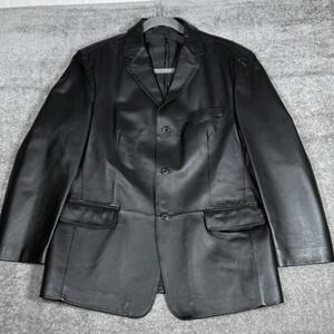 Stanford‎ Leather Blazer Men's Large Black 3-Button